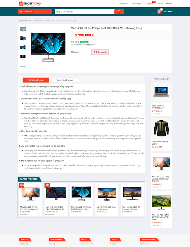 Template blogspot bán hàng miễn phí ModernShop